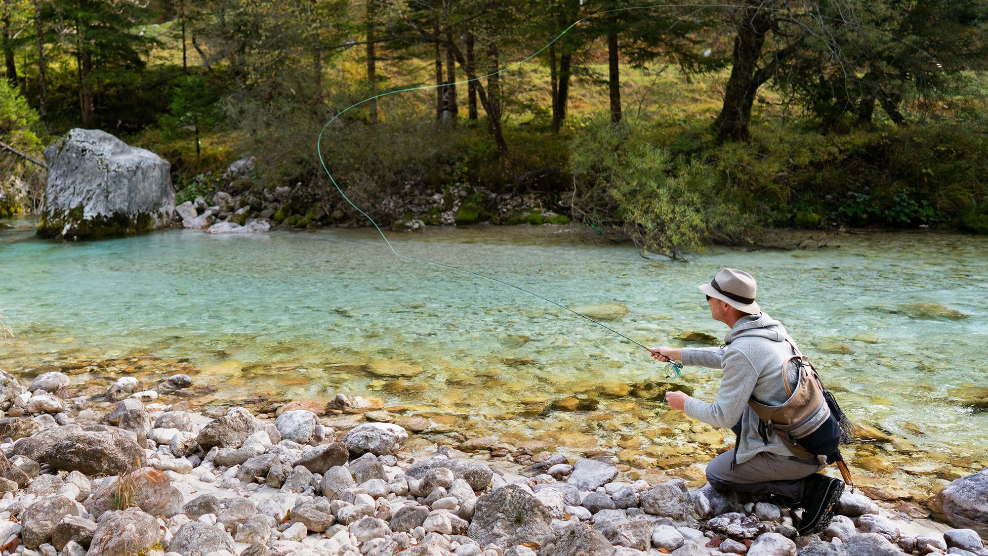 Fly fisherman on the Soča